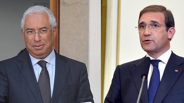 Der portugisische Sozialistenchef António Costa (l.) könnte morgen durch einen Sturz von Pedro Coelho morgen Premierminister in Portugal werden.