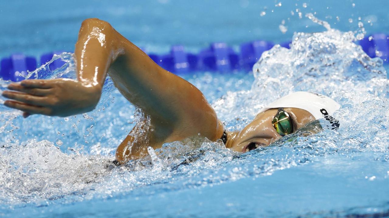 Rio 2016, Schwimmen, Yusra Mardini - 100m Freistil Vorlauf, Athletin im Wasser während eines Wettkampfs Rio 2016, Schwimmen, Yusra Mardini - 100m Freistil Vorlauf, Athletin im Wasser während eines Wettkampfs