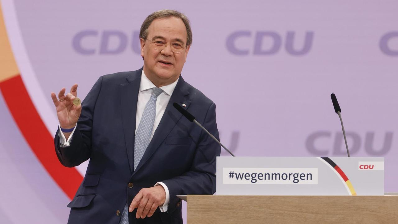 Der gewählte CDU-Parteichef Armin Laschet auf dem digitalen Parteitag Der gewählte CDU-Parteichef Armin Laschet auf dem digitalen Parteitag