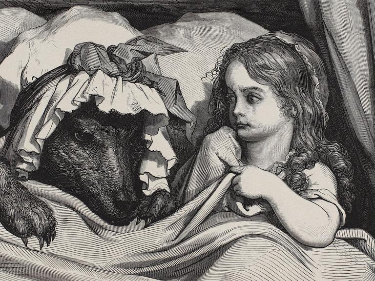 Adolphe François Pannemaker (1822–1900),Rotkäppchen (nach Gustave Doré), 1862, Lithographie auf Velin