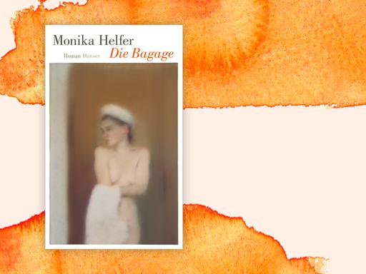 Cover von Monika Helfer "Die Bagae" vor einem Aquarell-Hintergrund