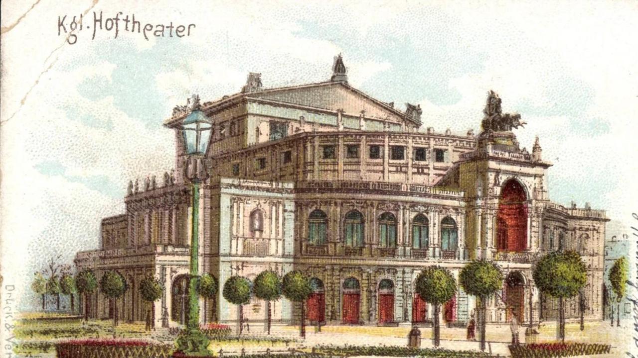 Postkarte mit Blick auf das Königliche Hoftheater in Dresden Postkarte mit Blick auf das Königliche Hoftheater in Dresden
