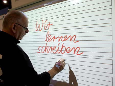 Ein Whiteboard, eine digitale Schultafel, auf der didacta 2013 Ein Whiteboard, eine digitale Schultafel, auf der didacta 2013