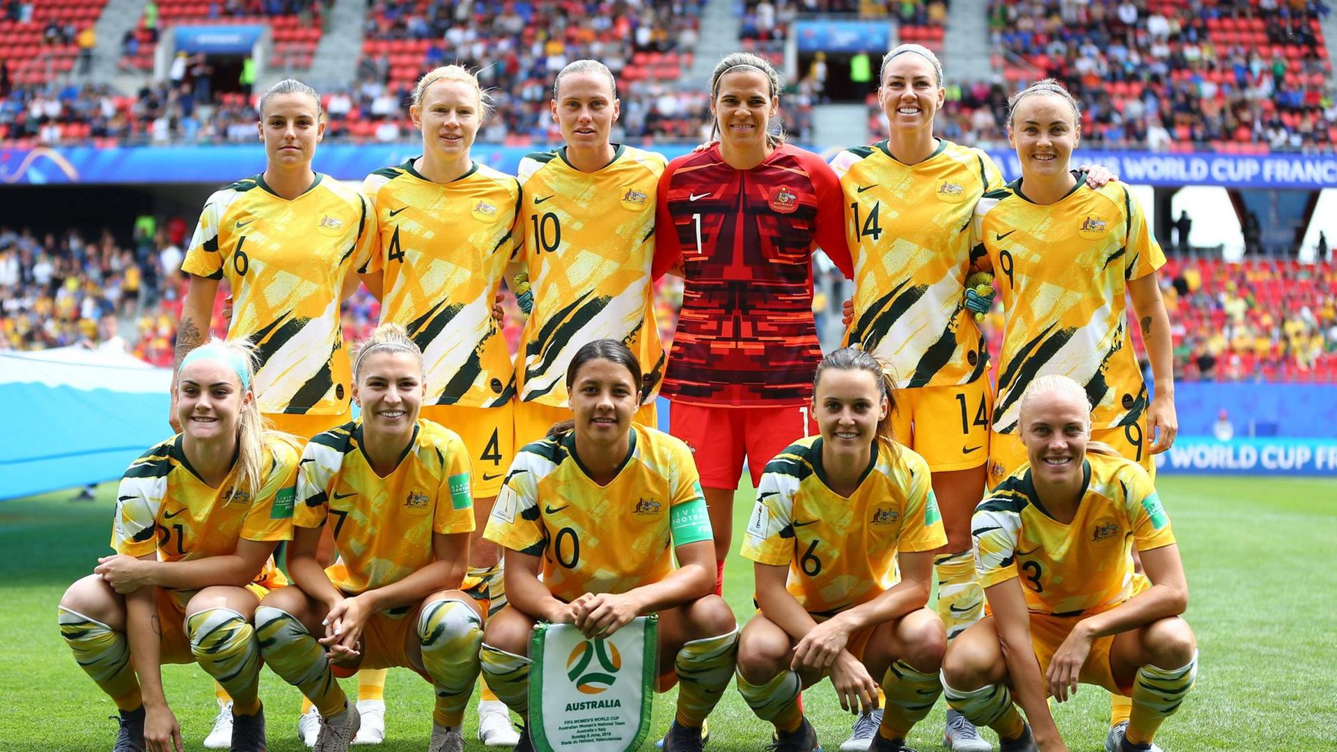 Spielerinnen des australischen Teams bei der WM der Frauen 2019 in Valenciennes Spielerinnen des australischen Teams bei der WM der Frauen 2019 in Valenciennes