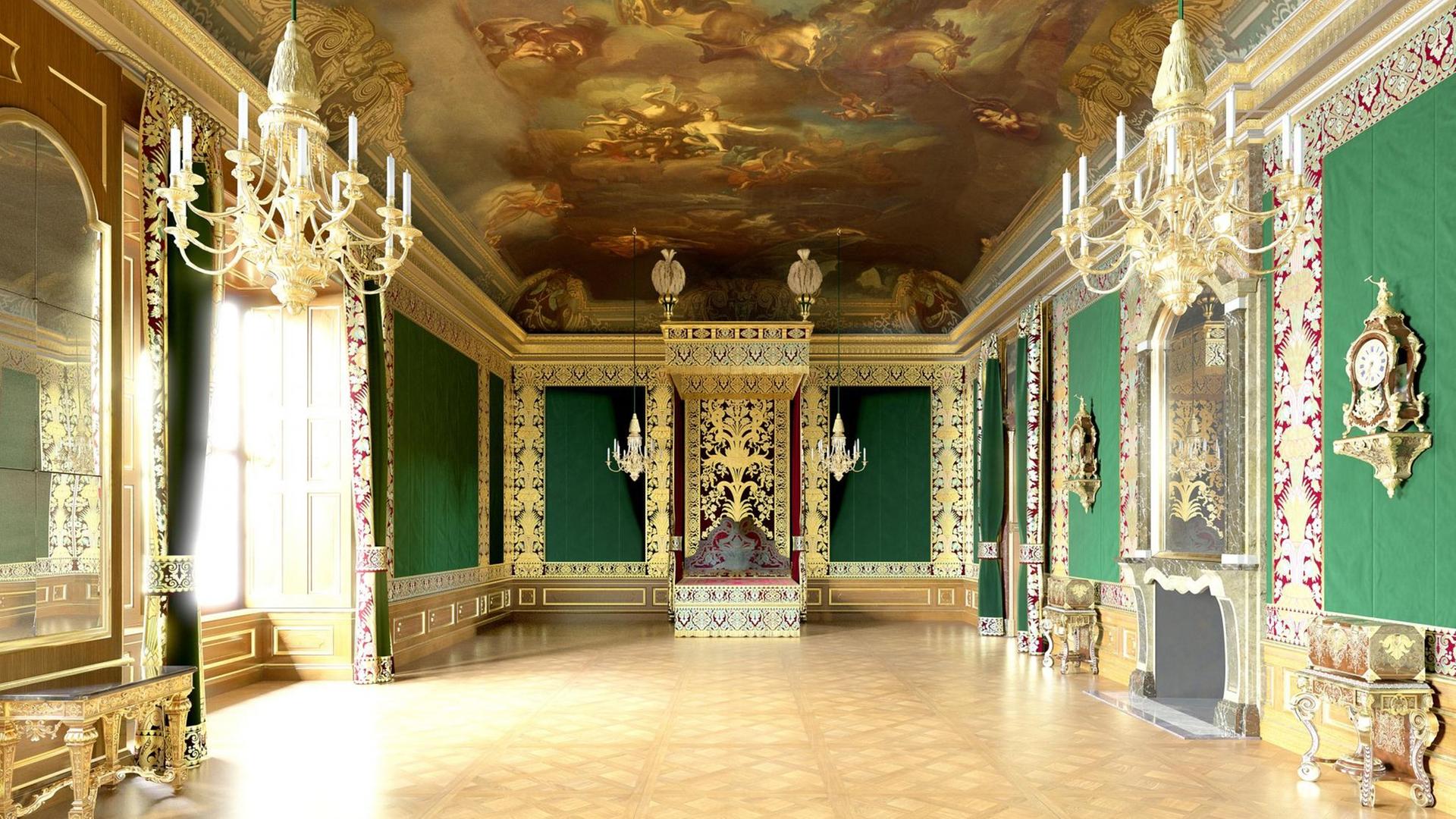 Das 1719 eingerichtete Paradeschlafzimmer von August dem Starken (virtuelle Rekonstruktion) Das 1719 eingerichtete Paradeschlafzimmer von August dem Starken (virtuelle Rekonstruktion)