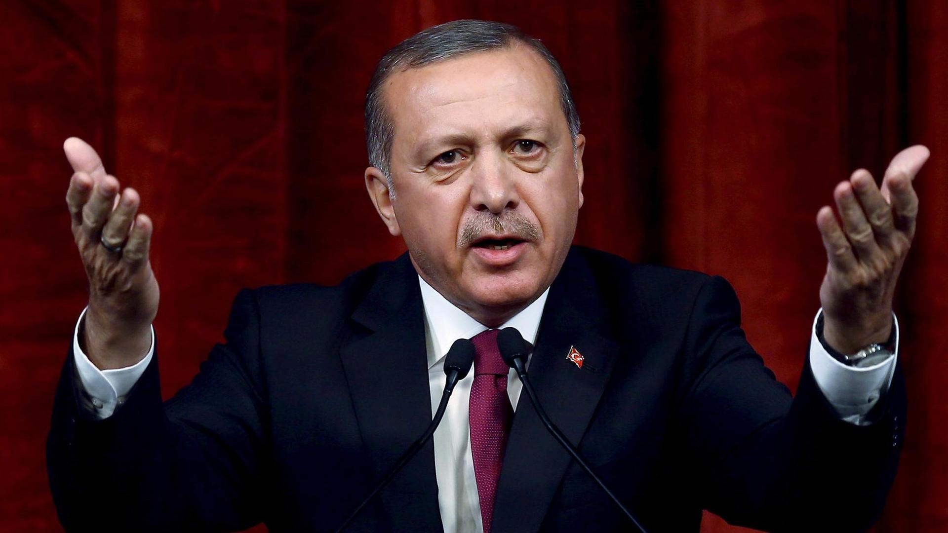 Der türkische Präsident Recep Tayyip Erdogan hält am 29. Juli 2016 eine Rede. Der türkische Präsident Recep Tayyip Erdogan hält am 29. Juli 2016 eine Rede.