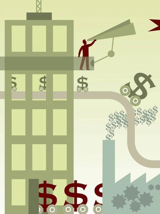 Dollarzeichen auf Fließband (Illustration)