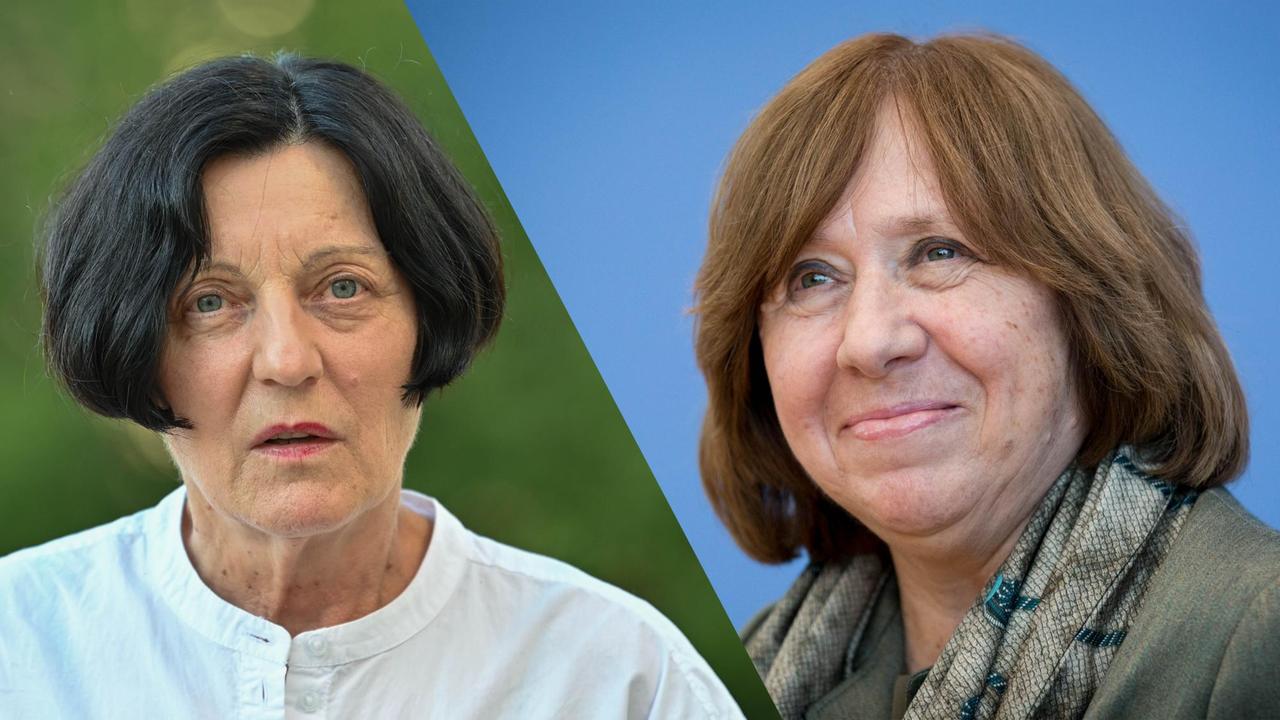Montage aus den Portraits von Herta Müller und Swetlana Alexijewitsch Montage aus den Portraits von Herta Müller und Swetlana Alexijewitsch