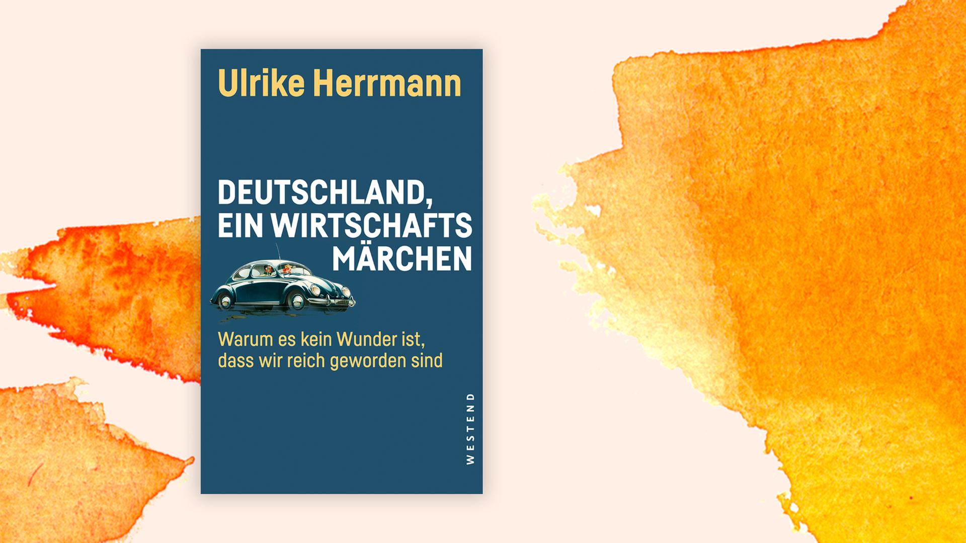 Das Buchcover des Sachbuchs "Deutschland, ein Wirtschaftsmärchen" vor einem grafischen Hintergrund