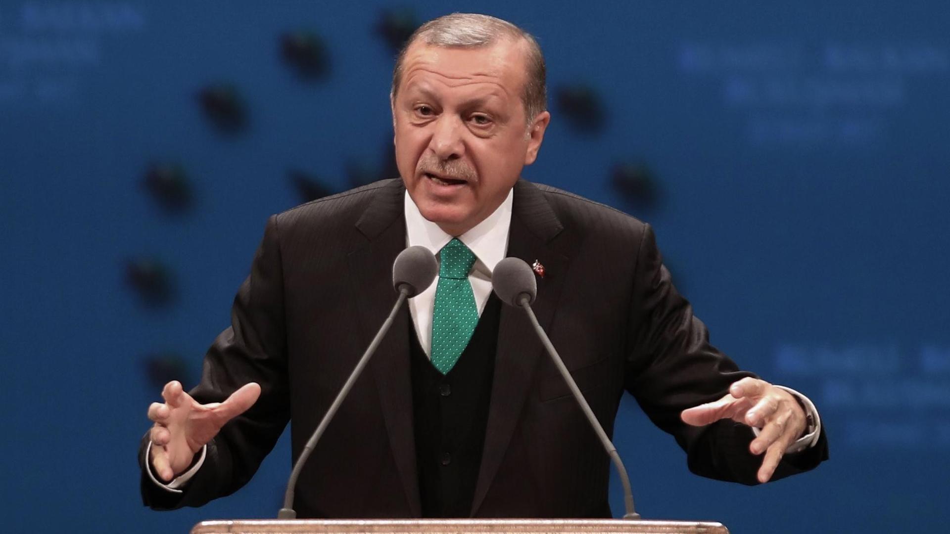 Der türkische Präsident Recep Tayyip Erdogan spricht in Ankara. Der türkische Präsident Recep Tayyip Erdogan spricht in Ankara.