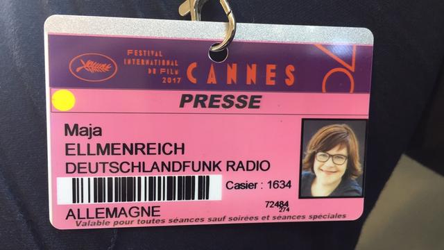 Sie ist dabei: Presseausweis der Kollegin Maja Ellmenreich für die Festfestspiele in Cannes 2017.