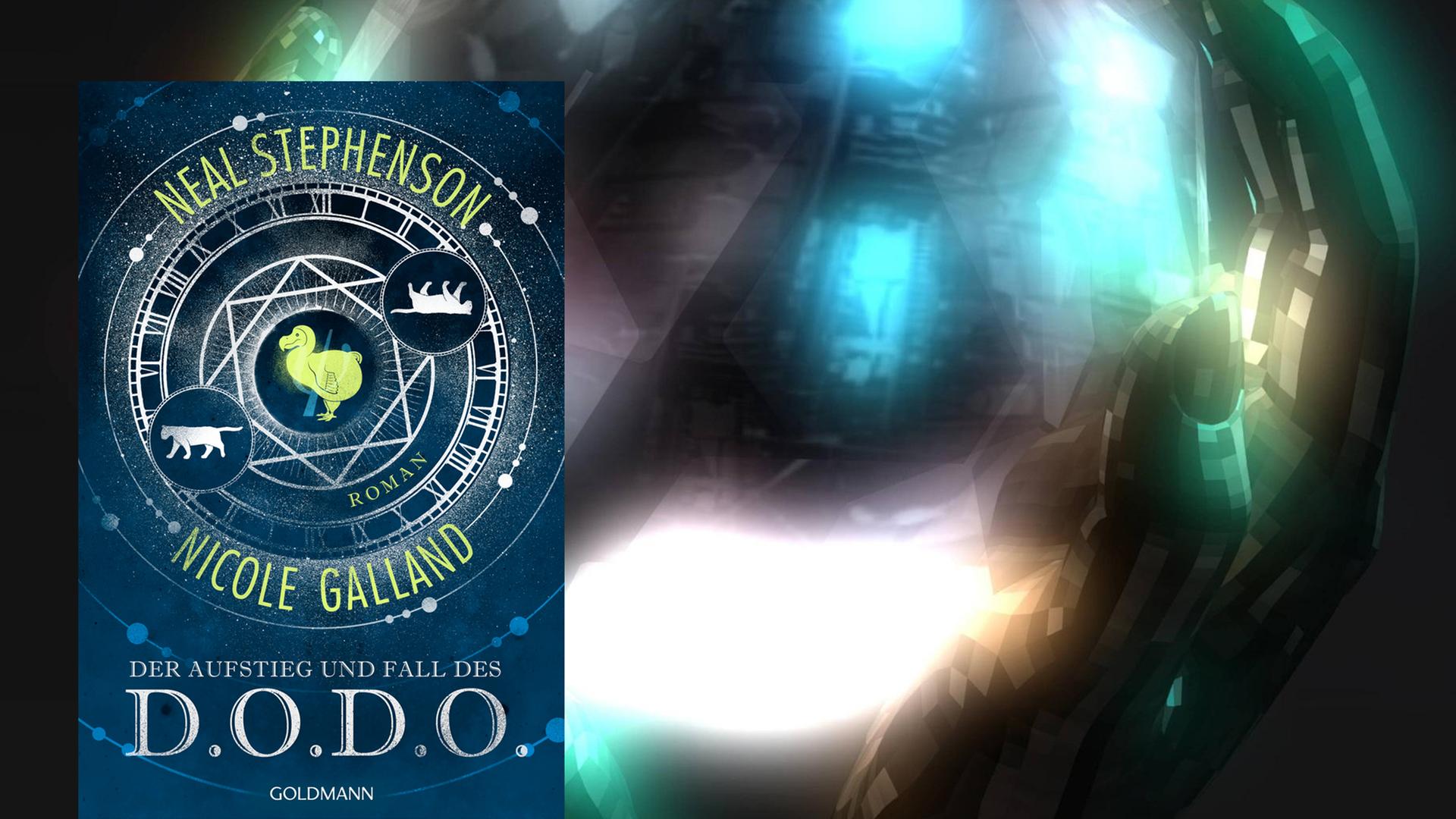 Cover des Buchs "Der Aufstieg und Fall des D.O.D.O." von Neal Stephenson und Nicole Galland vor dem Hintergrund einer Kristallkugel