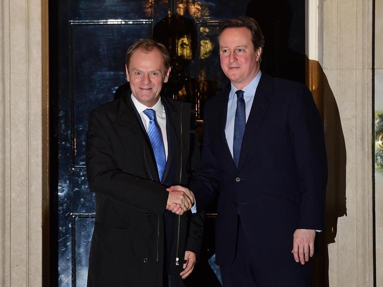 EU-Ratspräsident Donald Tusk und der britische Premierminister David Cameron vor einem Treffen in London.