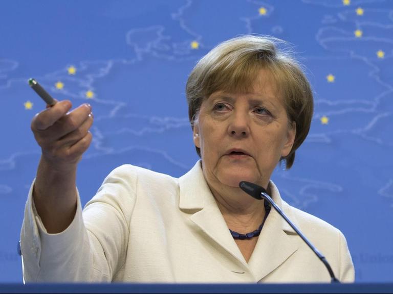 Bundeskanzlerin Angela Merkel bei einer Pressekonferenz in Brüssel