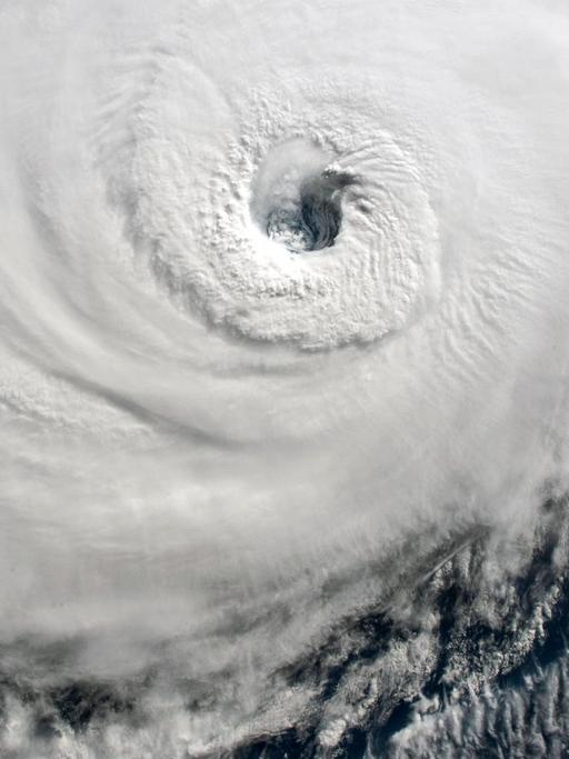 Aufnahme von der ISS auf das Auge eines Hurrikans.