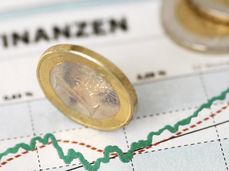 Kurs-Chart mit Euro-Münzen