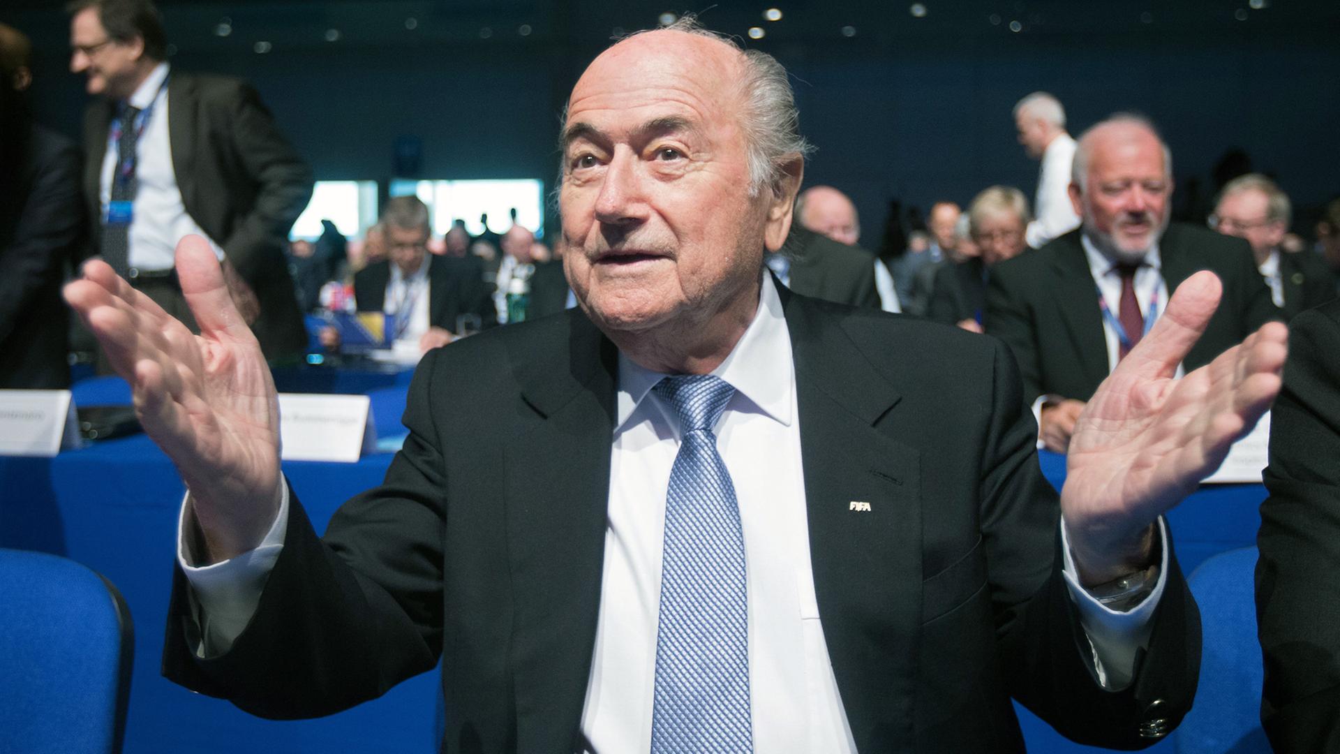 Fifa-Chef Sepp Blatter beim UEFA-Kongress in Wien im März 2015 Fifa-Chef Sepp Blatter beim UEFA-Kongress in Wien im März 2015