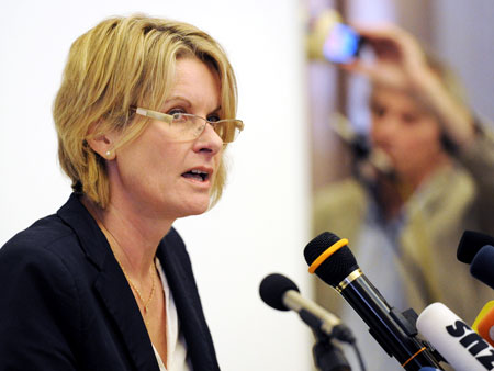 Susanne Gaschke bei ihrer Rücktrittserklärung im Kieler Rathaus.