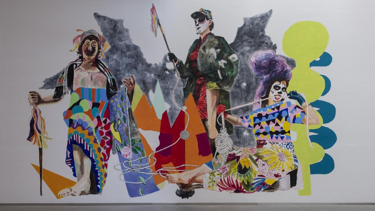 Eine Wandmalereie des Kollektivs "3 Hamburger Frauen" (Wandmalerei, 2-teilig, je 500 x 1000 cm) Eine Wandmalereie des Kollektivs "3 Hamburger Frauen" (Wandmalerei, 2-teilig, je 500 x 1000 cm)