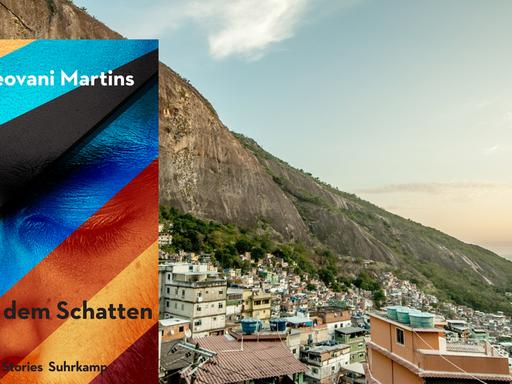 Cover von Geovani Martins Roman "Aus dem Schatten". Im Hintergrund ist Rocinha zu sehen, ein Favela in Rio de Janeiro.