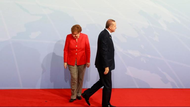Bundeskanzlerin Angela Merkel und der türkische Staatspräsident Recep Tayyip Erdogan auf dem G20-Gipfel in Hamburg.