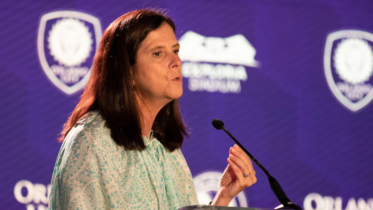 August 5, 2021, Orlando, Florida, United States: Orlando, Florida, Auguts 4th 202 National Women's Soccer League commissioner, Lisa Baird, speaks during the Wilf Family Welcome Event at Exploria Stadium in Orlando, Florida. NO COMMERCIAL USAGE. (Credit Image: © Andrea Vilchez/Sport Press Photo via ZUMA Press August 5, 2021, Orlando, Florida, United States: Orlando, Florida, Auguts 4th 202 National Women's Soccer League commissioner, Lisa Baird, speaks during the Wilf Family Welcome Event at Exploria Stadium in Orlando, Florida. NO COMMERCIAL USAGE. (Credit Image: © Andrea Vilchez/Sport Press Photo via ZUMA Press