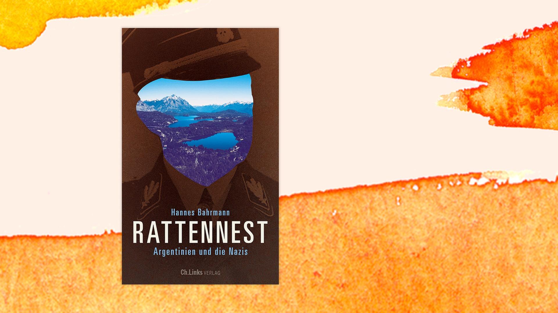 Buchcover "Rattennest. Argentinien und die Nazis" auf orangem Hintergrund