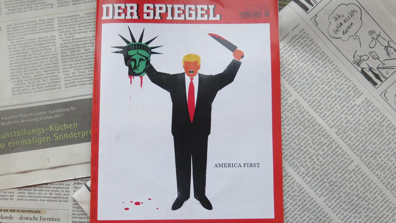 Das "Spiegel"-Cover zeit Trump bei der Enthauptung der Freiheitsstatue. Das "Spiegel"-Cover zeit Trump bei der Enthauptung der Freiheitsstatue.