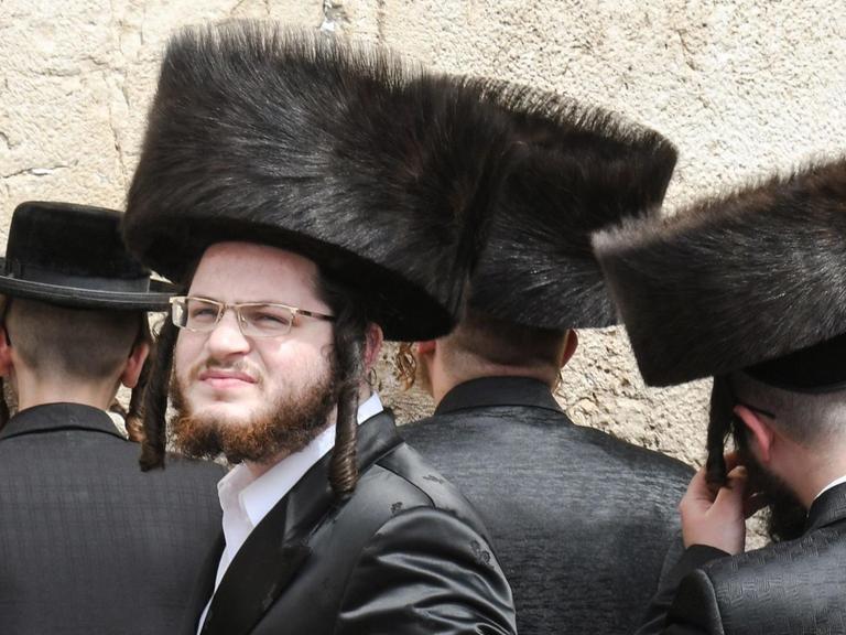 Orthodoxe Juden beten an der Klagemauer in Jerusalem