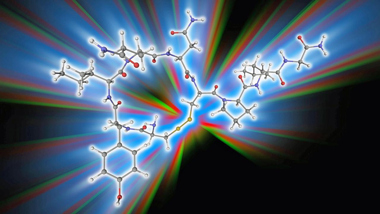 Künstlerische Darstellung eines Oxytocin-Moleküls Künstlerische Darstellung eines Oxytocin-Moleküls
