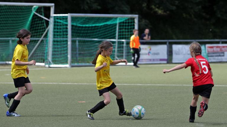 Mädchen vom FC Flerzheim beim Fußballspielen. Mädchen vom FC Flerzheim beim Fußballspielen.