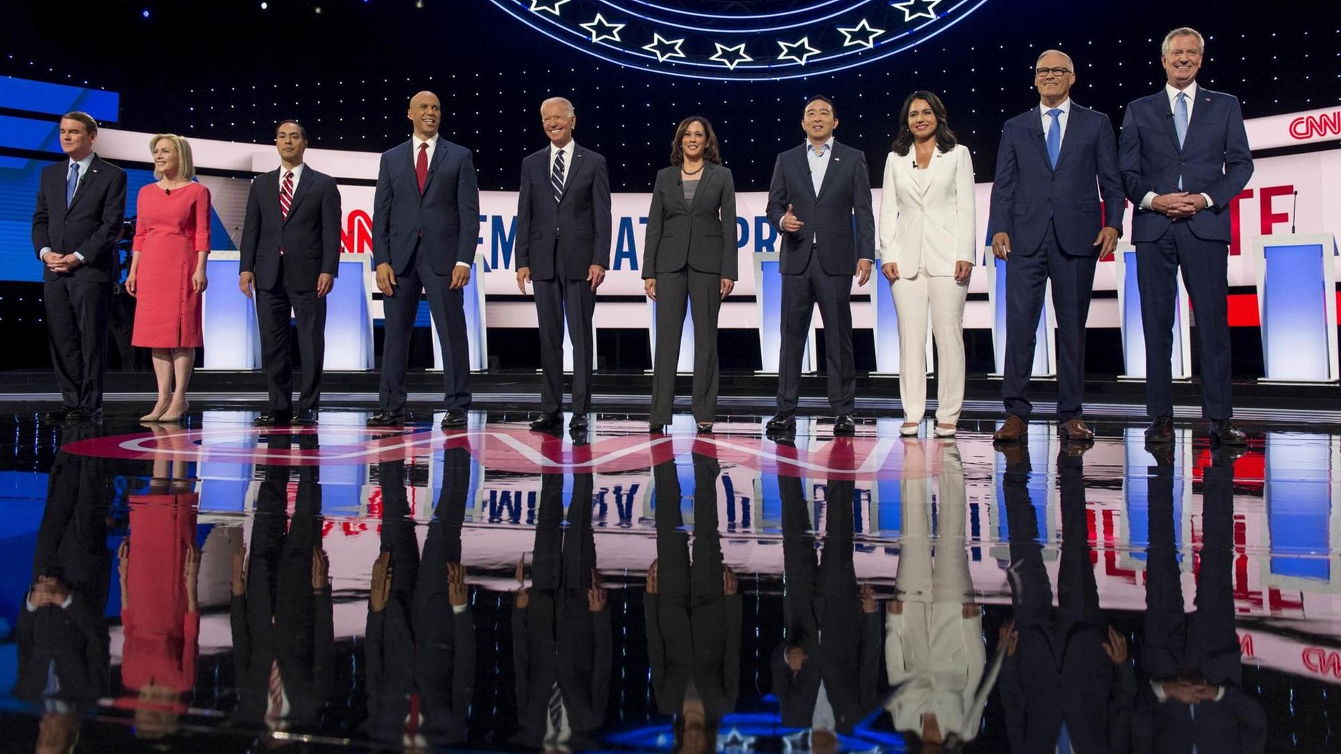 Präsidentschaftsdebatte der US-Demokraten in Detroit am 31. Juli 2019 Präsidentschaftsdebatte der US-Demokraten in Detroit am 31. Juli 2019