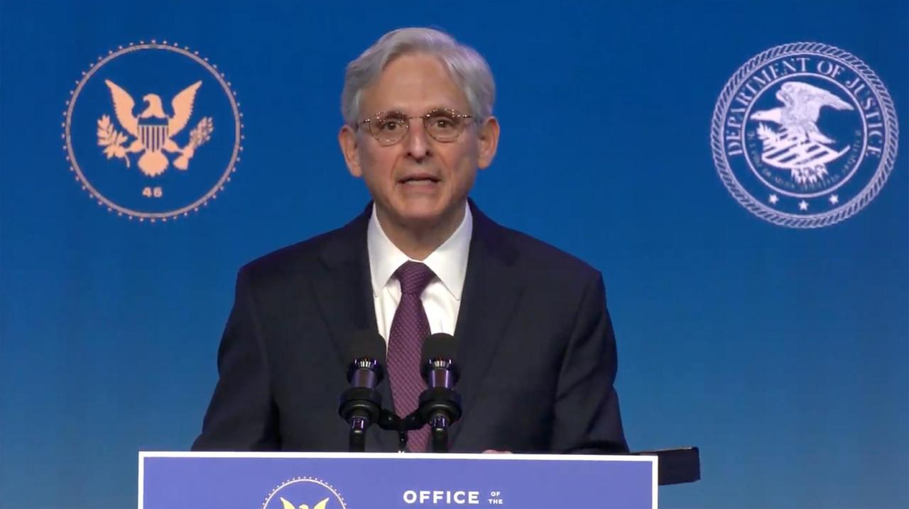 Der designierte US-Justizminister Merrick Garland hält eine Rede Der designierte US-Justizminister Merrick Garland hält eine Rede