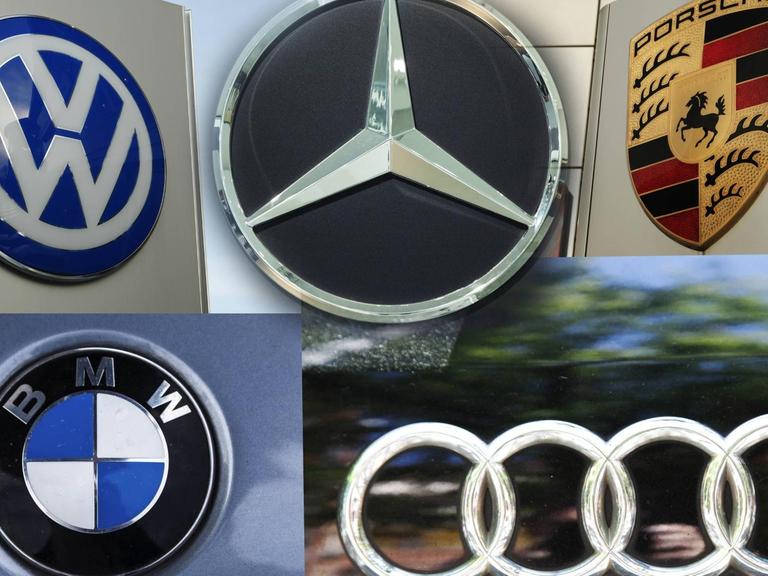 Automarken VW, BMW, Audi, Porsche, Mercedes, Symbolfoto zum Kartellverdacht (Fotomontage)