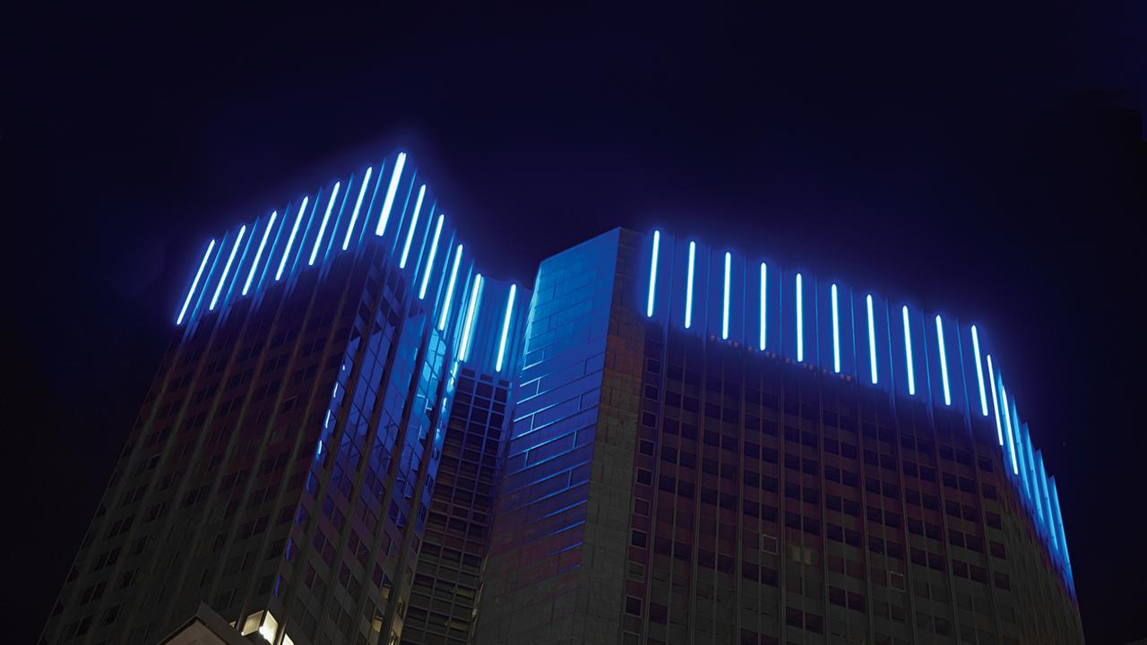 Die LED-Beleuchtung an der neuen Zentrale der Europäischen Zentralbank (EZB) in Frankfurt stammt von LED-Linear.