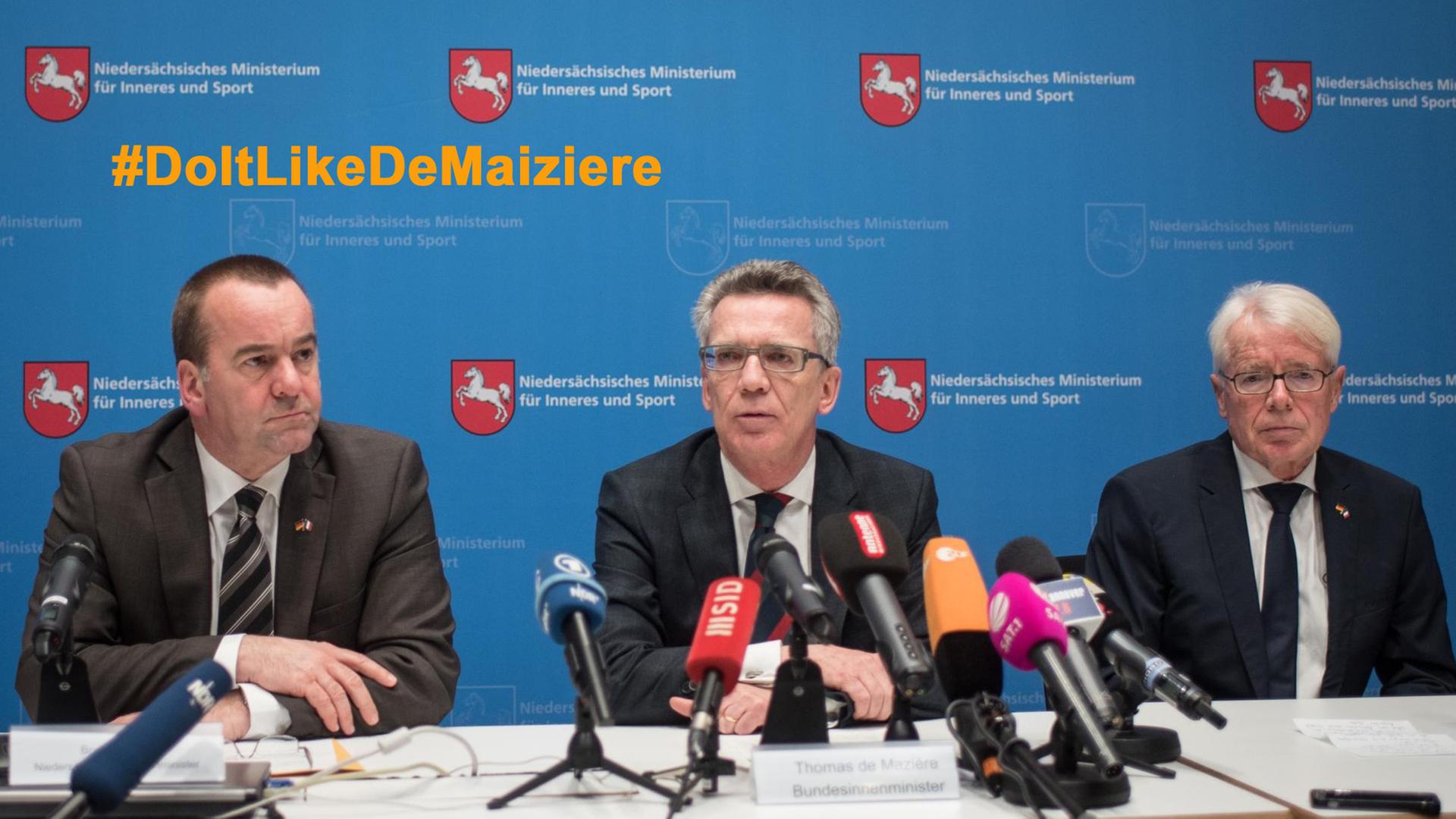 Bundesinnenminister de Maizière erläutert die Gründe für die Absage des Länderspiels
