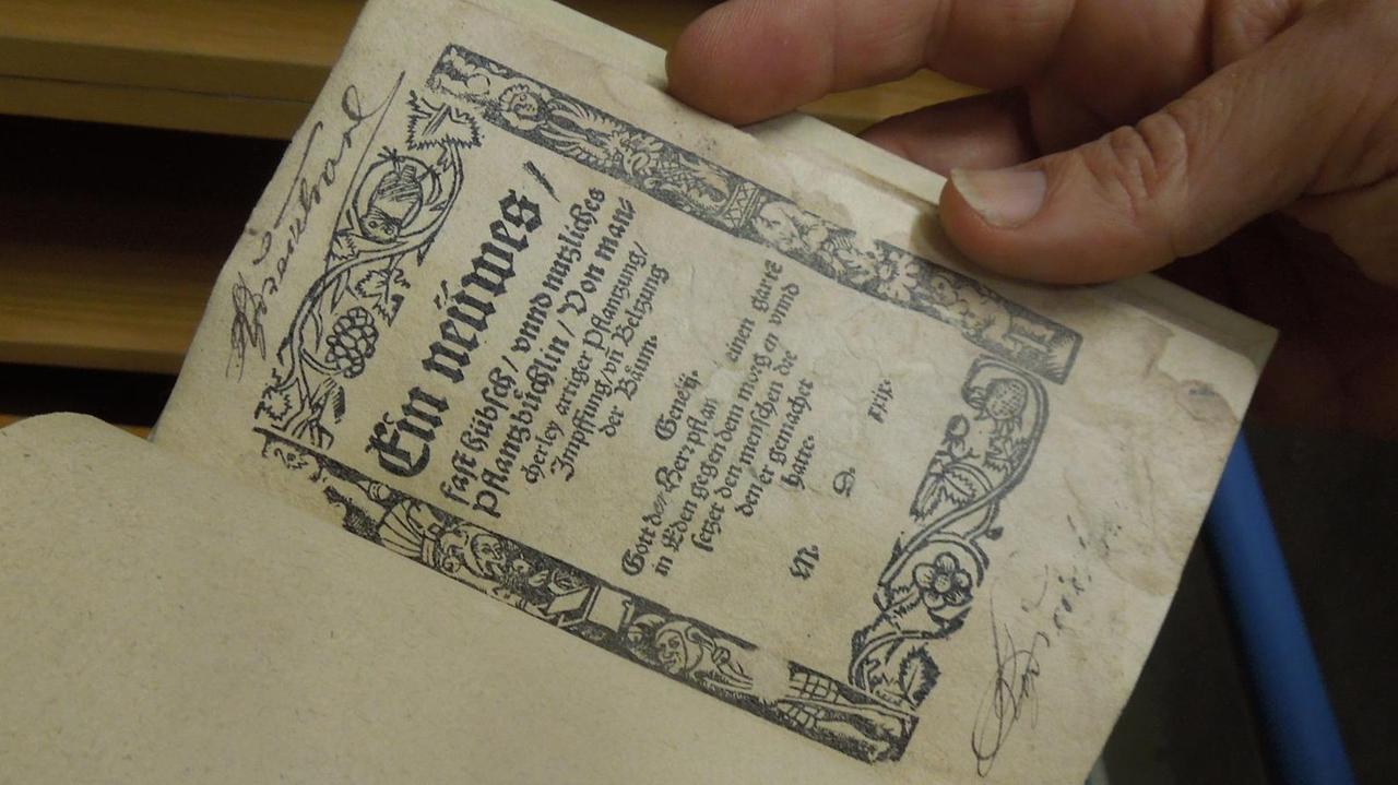 Ein altes, aufgeschlagenes Buch mit altmodischen Lettern. Ein altes, aufgeschlagenes Buch mit altmodischen Lettern.