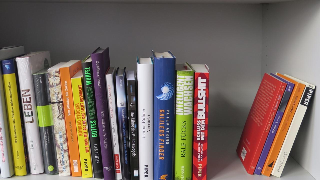 Bücherwand mit einer Auswahl von Sachbüchern Bücherwand mit einer Auswahl von Sachbüchern