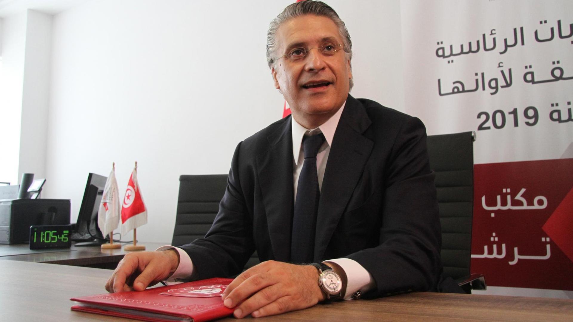 Nabil Karoui, aussichtsreicher Präsidentschaftskandidat in Tunesien. Nabil Karoui, aussichtsreicher Präsidentschaftskandidat in Tunesien.