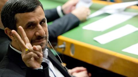 Mahmud Ahmadinedschad bei der 67. Generalversammlung im Plenarsaal der Vereinten Nationen in New York