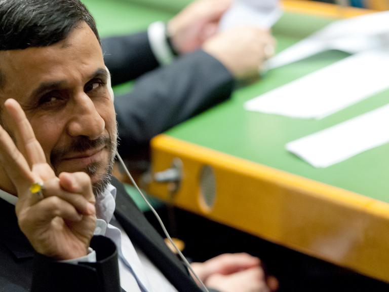 Mahmud Ahmadinedschad bei der 67. Generalversammlung im Plenarsaal der Vereinten Nationen in New York