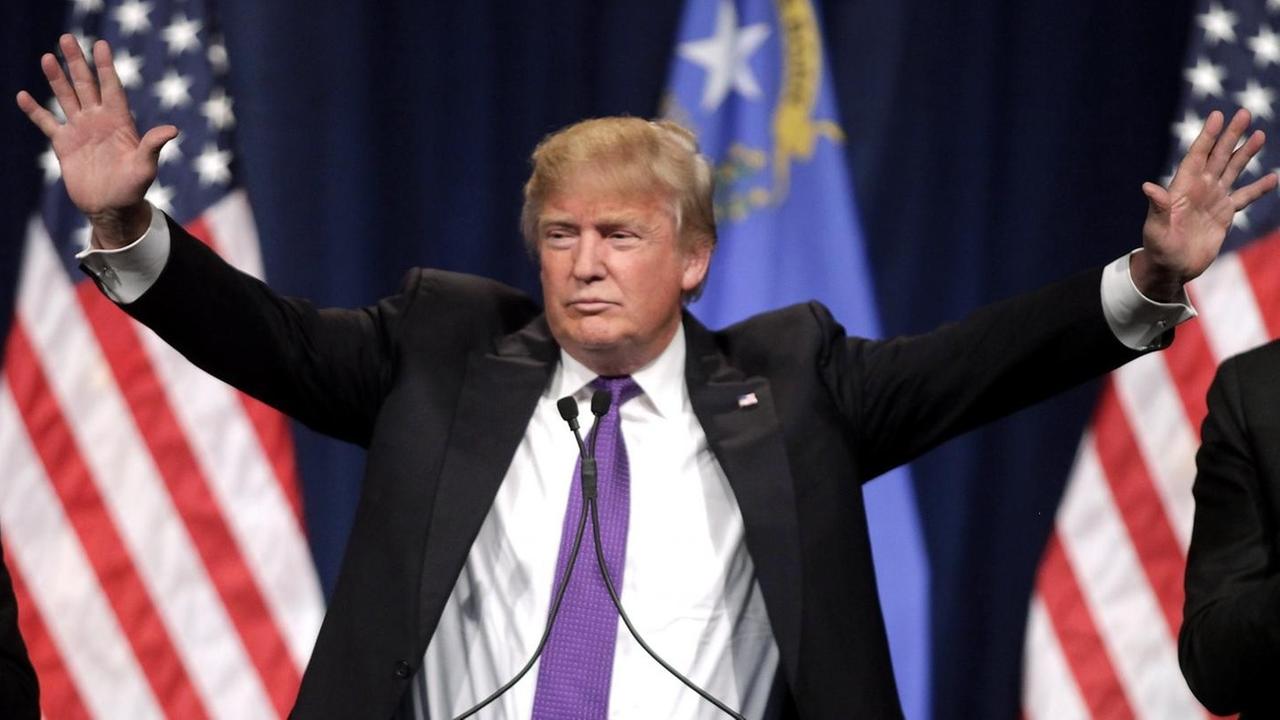 Donald Trump bei seiner Dankesrede nach der Vorwahl im US-Bundesstaat Nevada. Donald Trump bei seiner Dankesrede nach der Vorwahl im US-Bundesstaat Nevada.