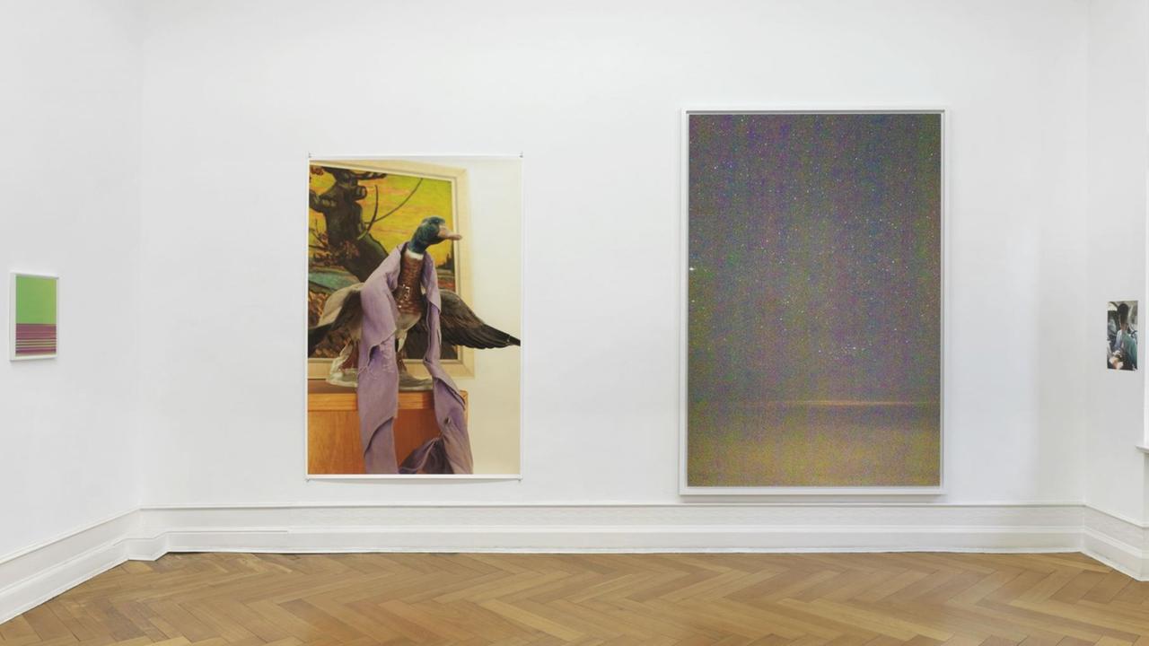 In einem Altbau mit Parkettboden hängen Fotos von Wolfgang Tillmans in der Galerie Bucholz in Berlin In einem Altbau mit Parkettboden hängen Fotos von Wolfgang Tillmans in der Galerie Bucholz in Berlin