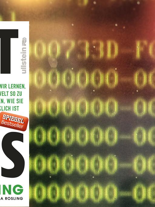 Buchcover: "Factfulness" vor dem Hintergrund eines ASCI-Codes auf einem Computerbildschirm