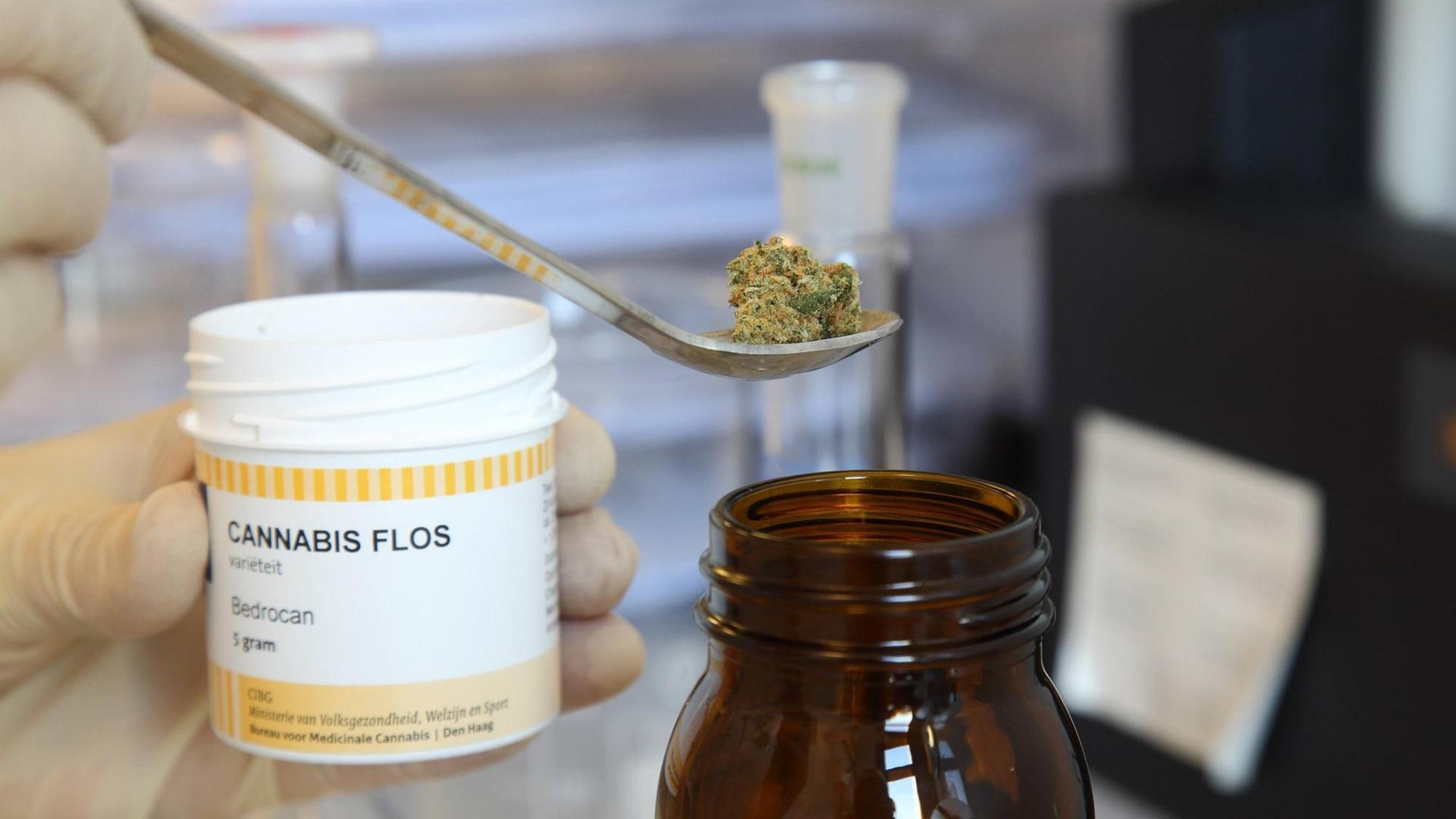 Cannabis als Medikament in einer Apotheke in Berlin: Seit März 2017 ist medizinisches Cannabis auf Kassenrezept verfügbar Cannabis als Medikament in einer Apotheke in Berlin: Seit März 2017 ist medizinisches Cannabis auf Kassenrezept verfügbar