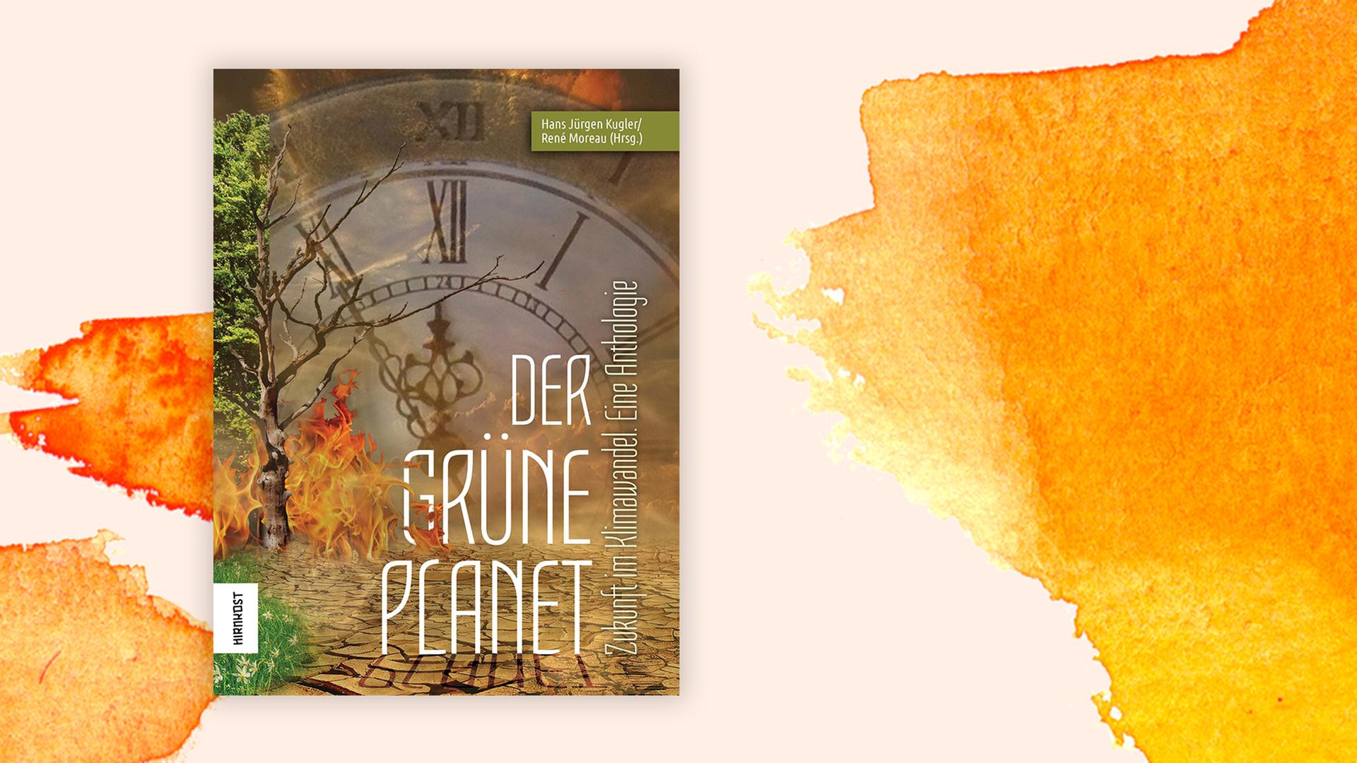 Cover des Buches "Der Grüne Planet" auf orangefarbenem Aquarellhintergrund. Cover des Buches "Der Grüne Planet" auf orangefarbenem Aquarellhintergrund.