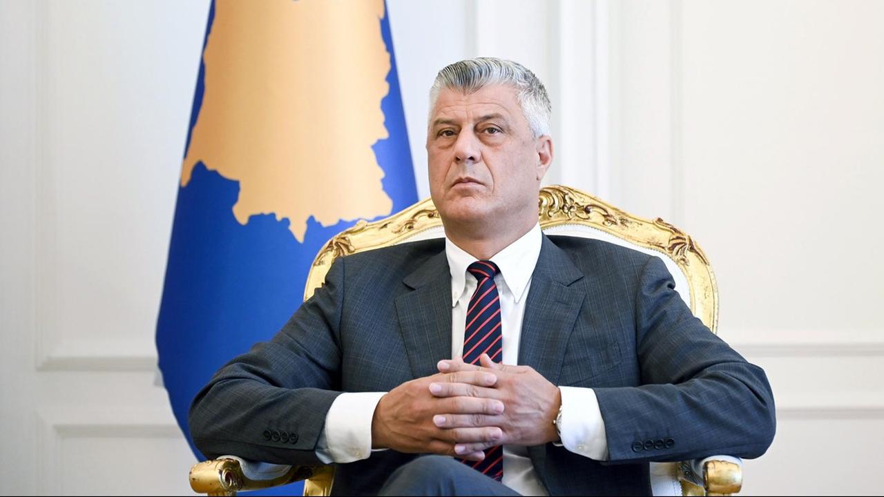 Kosovos Präsident Hashim Thaci während einer Pressekonferenz am 24.07.2020 in Pristina Kosovos Präsident Hashim Thaci während einer Pressekonferenz am 24.07.2020 in Pristina