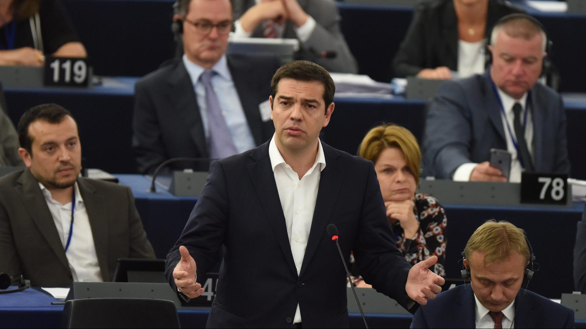 Der griechische Ministerpräsident Alexis Tsipras im Europaparlament.