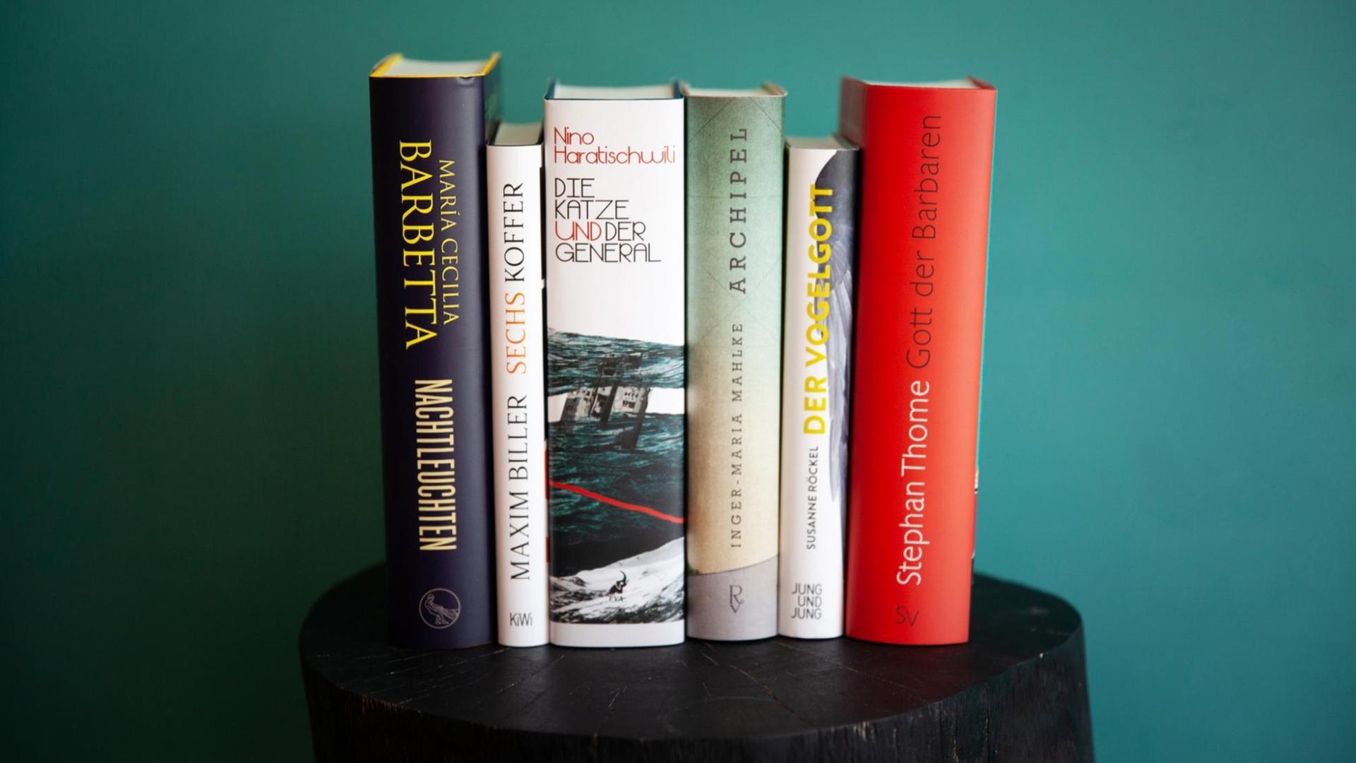 Deutscher Buchpreis: Die Shortlist 2018 Die Jury hat die sechs Romane für die Shortlist des Deutschen Buchpreises 2018 ausgewählt: María Cecilia Barbetta: Nachtleuchten (S. Fischer, August 2018) Maxim Biller: Sechs Koffer (Kiepenheuer & Witsch, September 2018) Nino Haratischwili: Die Katze und der General (Frankfurter Verlagsanstalt, August 2018) Inger-Maria Mahlke: Archipel (Rowohlt, August 2018) Susanne Röckel: Der Vogelgott (Jung und Jung, Februar 2018) Stephan Thome: Gott der Barbaren (Suhrkamp, September 2018) Deutscher Buchpreis: Die Shortlist 2018 Die Jury hat die sechs Romane für die Shortlist des Deutschen Buchpreises 2018 ausgewählt: María Cecilia Barbetta: Nachtleuchten (S. Fischer, August 2018) Maxim Biller: Sechs Koffer (Kiepenheuer & Witsch, September 2018) Nino Haratischwili: Die Katze und der General (Frankfurter Verlagsanstalt, August 2018) Inger-Maria Mahlke: Archipel (Rowohlt, August 2018) Susanne Röckel: Der Vogelgott (Jung und Jung, Februar 2018) Stephan Thome: Gott der Barbaren (Suhrkamp, September 2018)