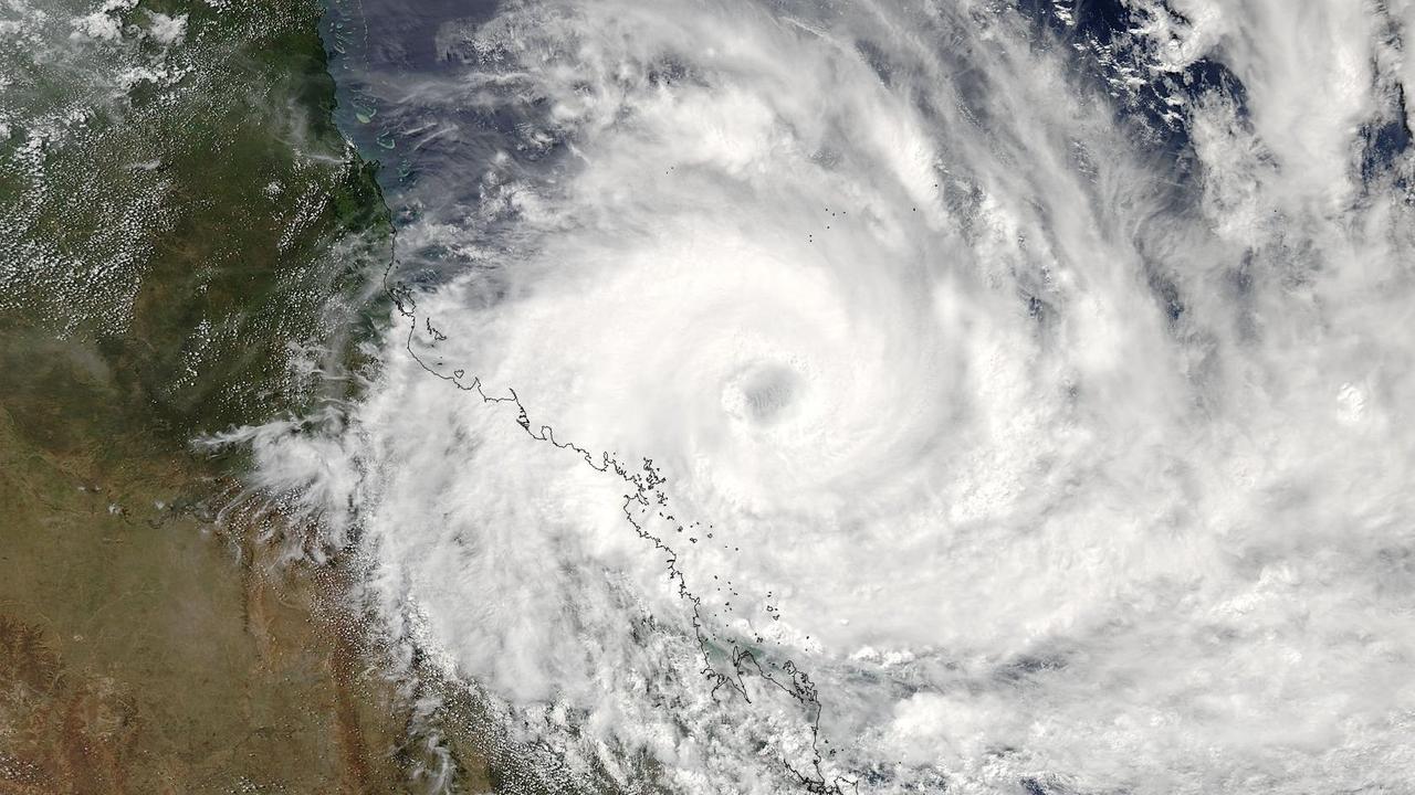 Das Satellitenbild der NASA zeigt den Wirbelsturm Debbie am 27.03.2017 über dem Osten von Australien Das Satellitenbild der NASA zeigt den Wirbelsturm Debbie am 27.03.2017 über dem Osten von Australien